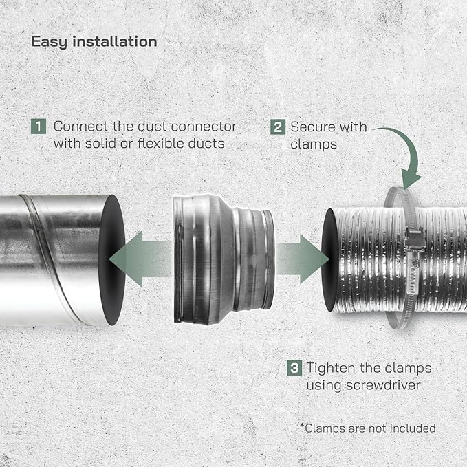 Vent Systems 6" inch to 5" inch Duct Reducer Adapter Connector Fitting Pipe - Image 3