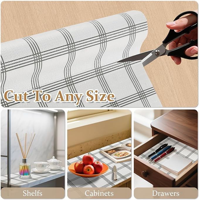 FINNEZ Drawer and Shelf Liner for Kitchen Cabinet Non Adhesive Non Slip 12in x - Image 7