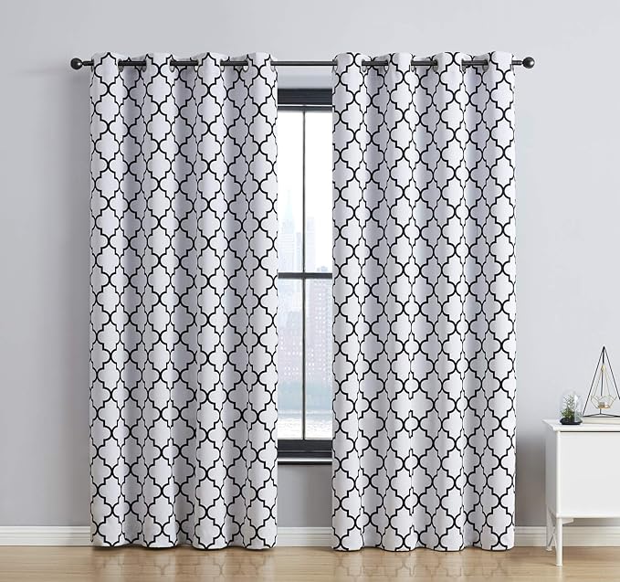 HLC.ME Lattice Print Pattern Blackout Curtains 63 Inch - Image 6
