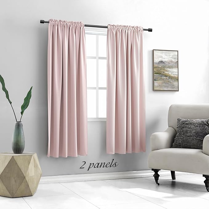 DONREN Blush Pink Curtains 72 Inch Length - Image 2