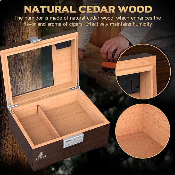 XIFEI Cigar Humidor, Glass Top Humidor Box - Image 5