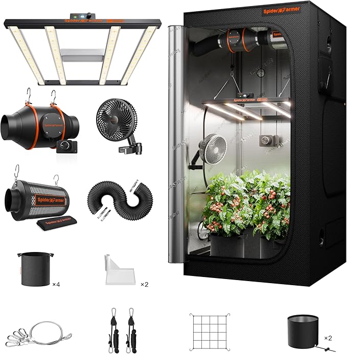 Spider Farmer Grow Tent Kit Complete 3x3x6ft G3000 Bar Style LED Grow Light by SpiderFarmer