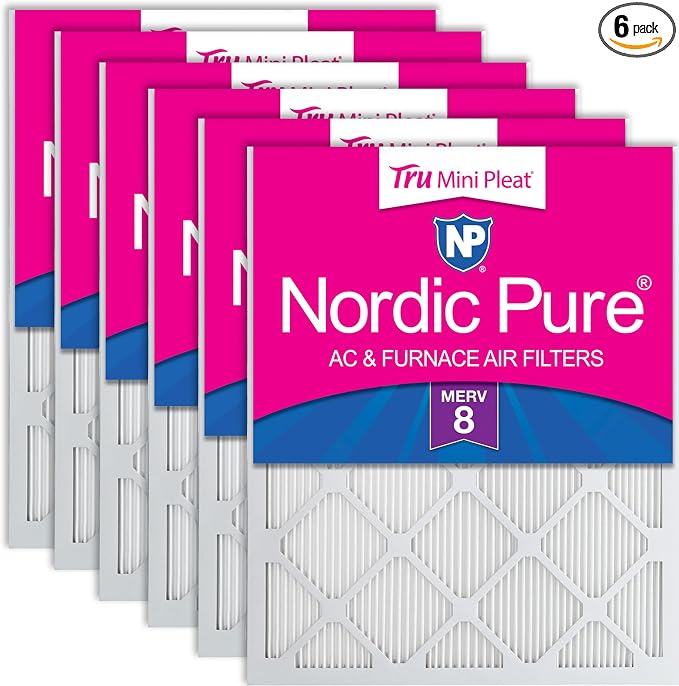Nordic Pure 20x30x1 Tru Mini Pleat MERV 8 AC Furnace Air Filters 6 Pack | by NordicPure