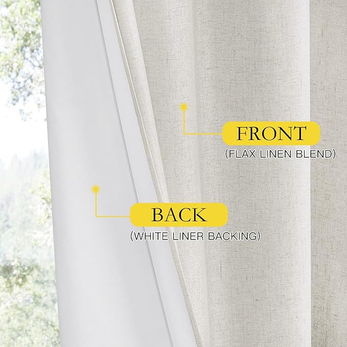 NICETOWN 100% Absolutely Blackout Linen Curtains - Image 7