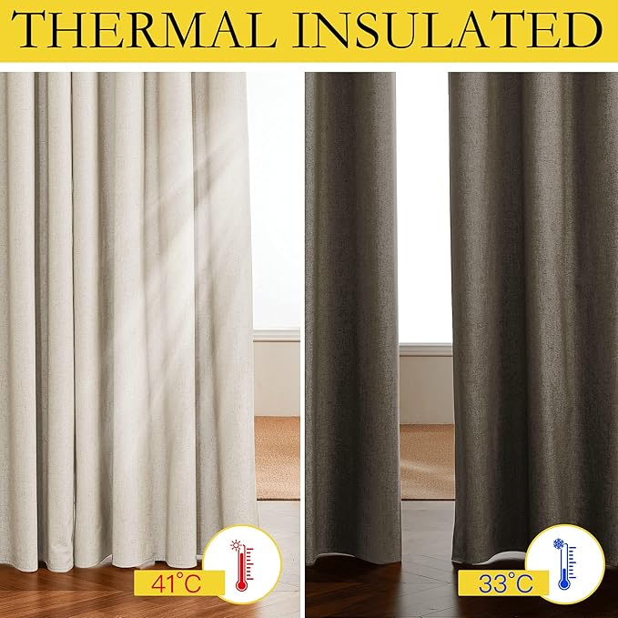 NICETOWN 100% Absolutely Blackout Linen Curtains - Image 4