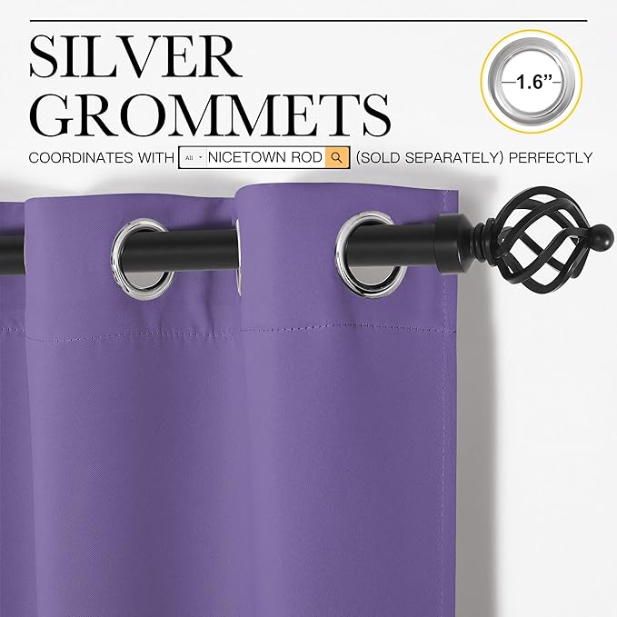 NICETOWN Bedroom Curtain Panels Blackout Draperies, Thermal Insulated Solid - Image 3