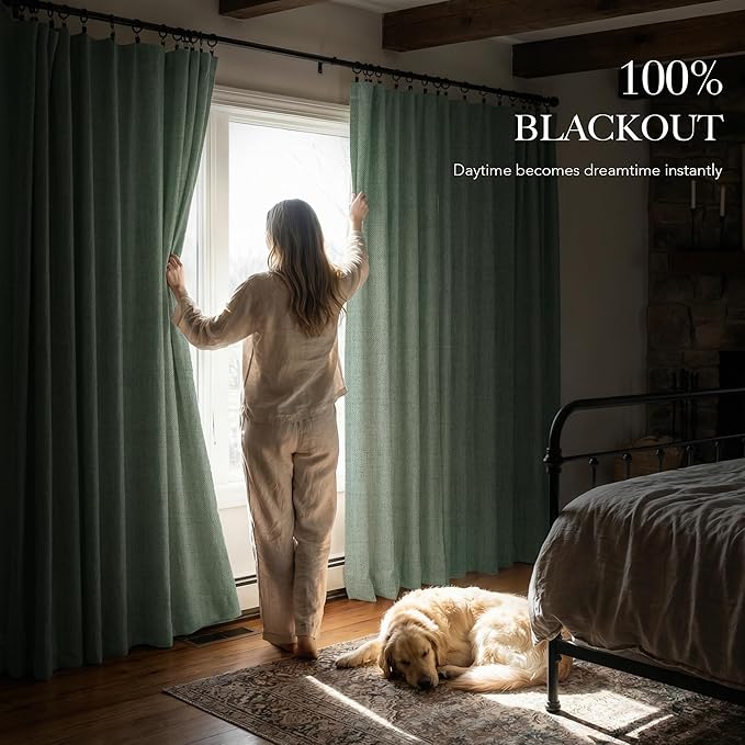 RYB HOME Sage Green 100% Blackout Curtains 90 inches Long, Thermal Insulated - Image 3