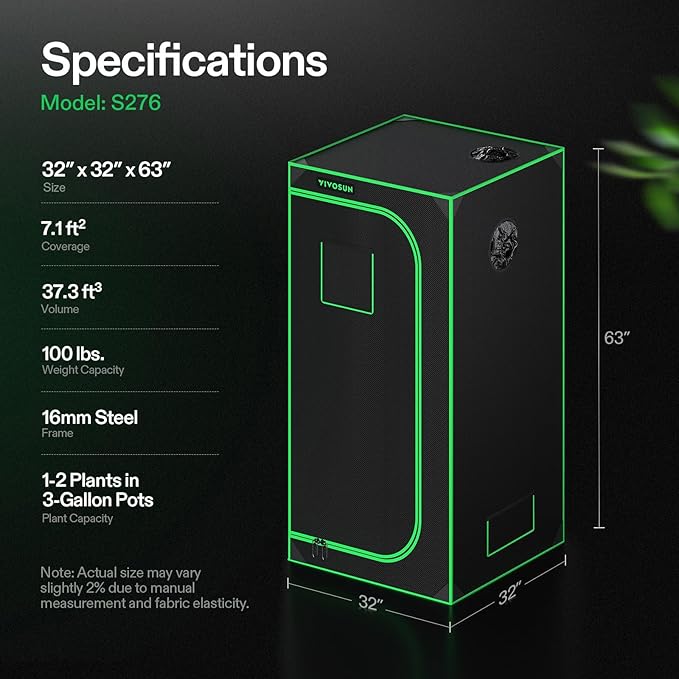 VIVOSUN S276 32"x32"x63" Grow Tent, High Reflective Mylar - Image 7