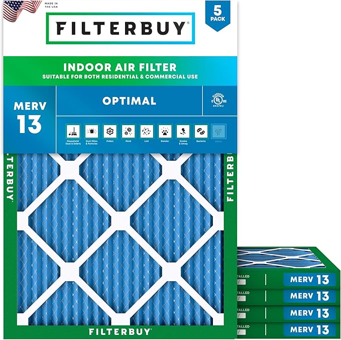 Filterbuy 20x25x1 Air Filter MERV 13 Optimal Smoke & Allergy Defense, by Filterbuy