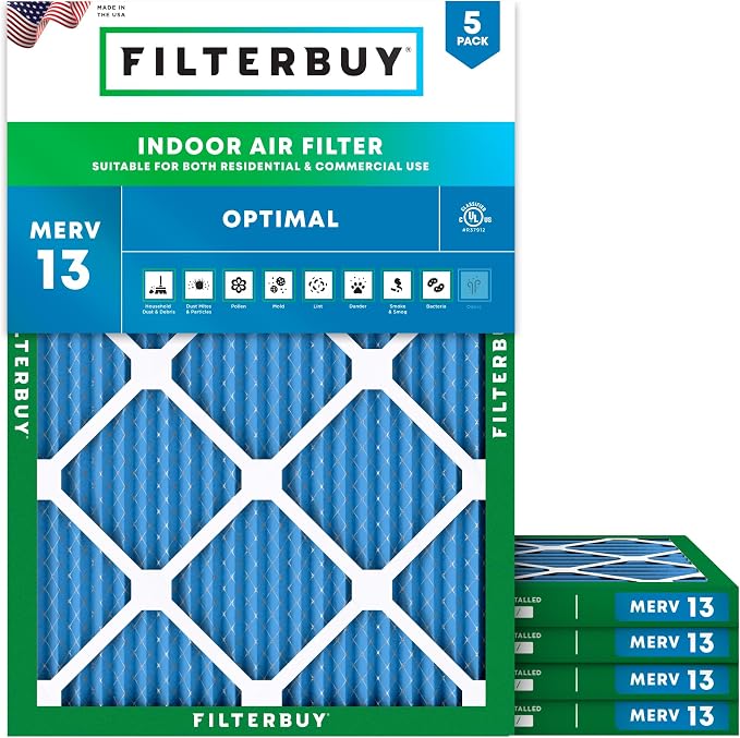Filterbuy 17.5x23.5x1 Air Filter MERV 13 Optimal Smoke & Allergy Defense by Filterbuy
