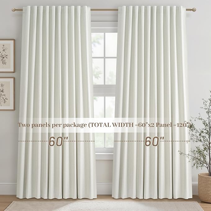 Cute Blackout Curtains 60 Inches Extra Wide Linen 96 Inch Length - Image 8