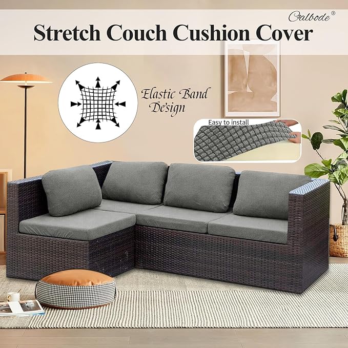 14Pcs Outdoor Stretch Cushion Covers, Waterproof Outdoor Chair Cushion Covers - Image 7