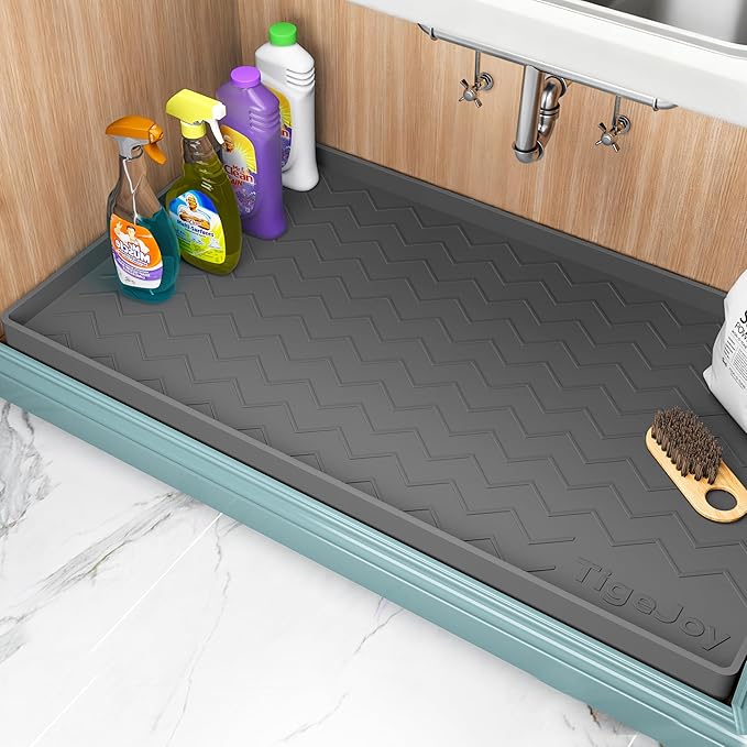 TigeJoy Waterproof Under Sink Mat 22" x 19", Shelf Liner Protector in Kitchen by TigeJoy