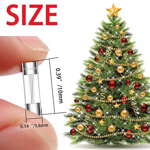 Tnisesm 20 Pcs Christmas Light fuses 3A 3.6x10mm 125V Fast Blow Glass Fuses - Image 4