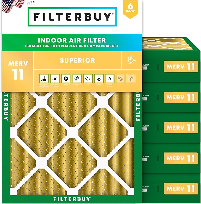 Filterbuy 18x25x4 Air Filter MERV 11 Superior Pet & Allergy Defense, by Filterbuy