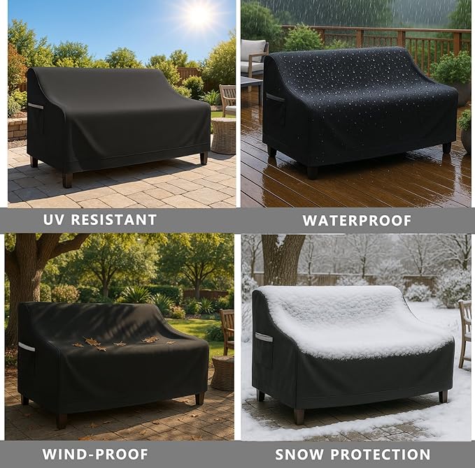 Waterproof Patio Loveseat Cover, 78.7W x 38.2D x 35H inches Heavy Duty 600D - Image 7