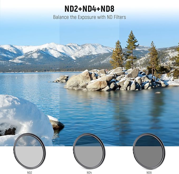 NEEWER 72mm ND Filter Kit and Lens Accessories, ND2 ND4 ND8 UV FLD CPL Filter - Image 2