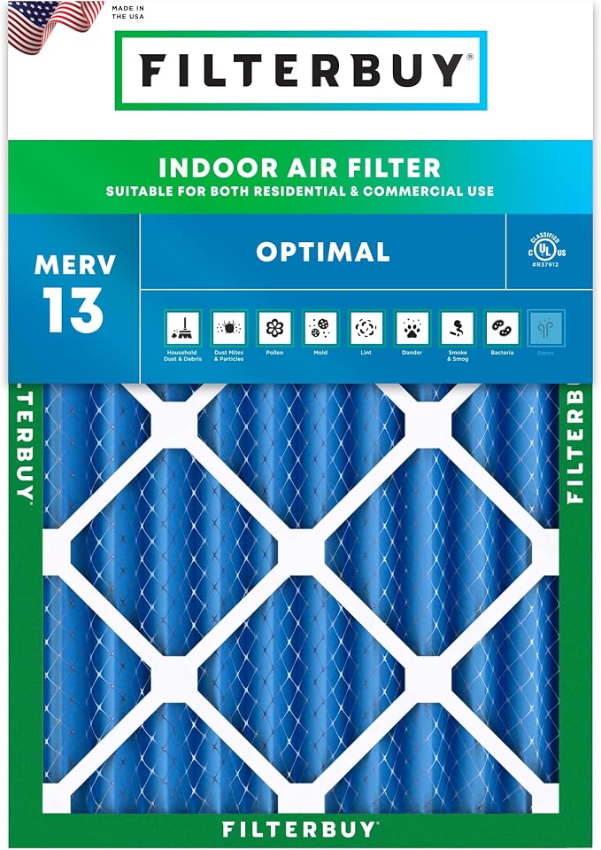 Filterbuy 20x24x4 Air Filter MERV 13 Optimal Smoke & Allergy Defense, by Filterbuy