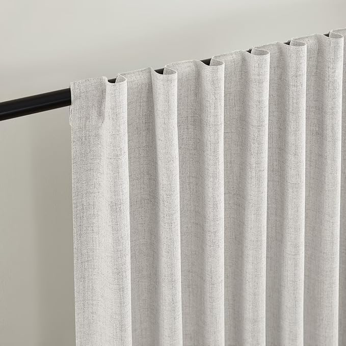 CUCRAF Linen 100% Blackout Curtains 96 Inch Length 2 Panels Set, Back Tab and - Image 4