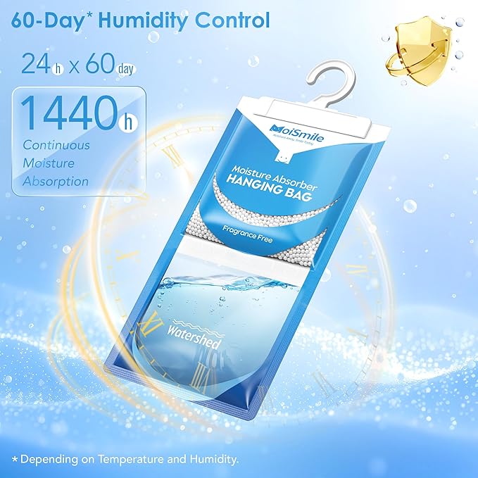 Moisture Absorbers 30 Pack Fragrance Free, Hanging Closet Dehumidifier Bags - Image 5