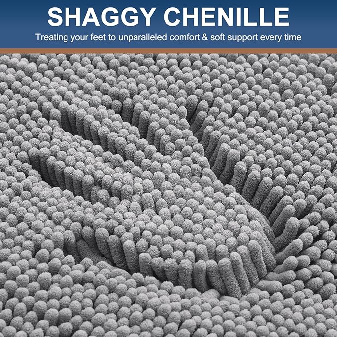 Smiry Luxury Chenille Bathroom Rugs 40x32, Extra Soft and Absorbent Shaggy Bath - Image 3