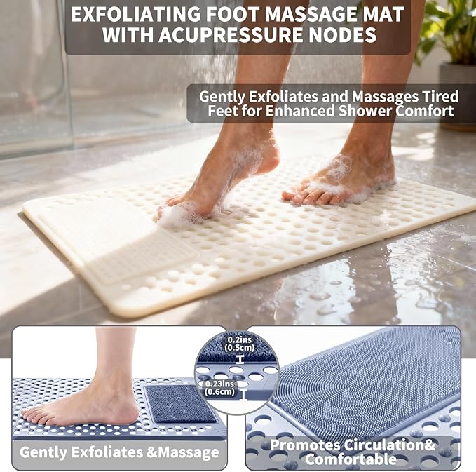 Bath Tub Shower Mat with Soft Shower Foot Scrubber Mat - Image 6