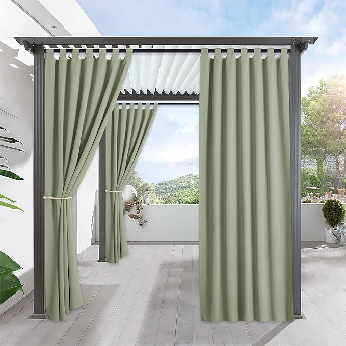 RYB HOME Outdoor Curtains for Patio Waterproof Tab Top Block Sunlight Thermal by RYBHOME