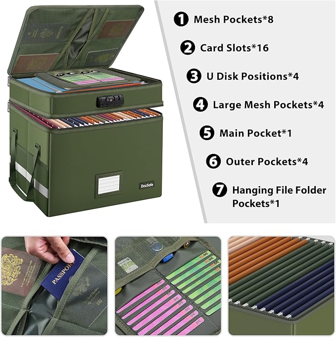 DocSafe File Box with Lock, Portable Home Office Filing Cabinet - Image 3