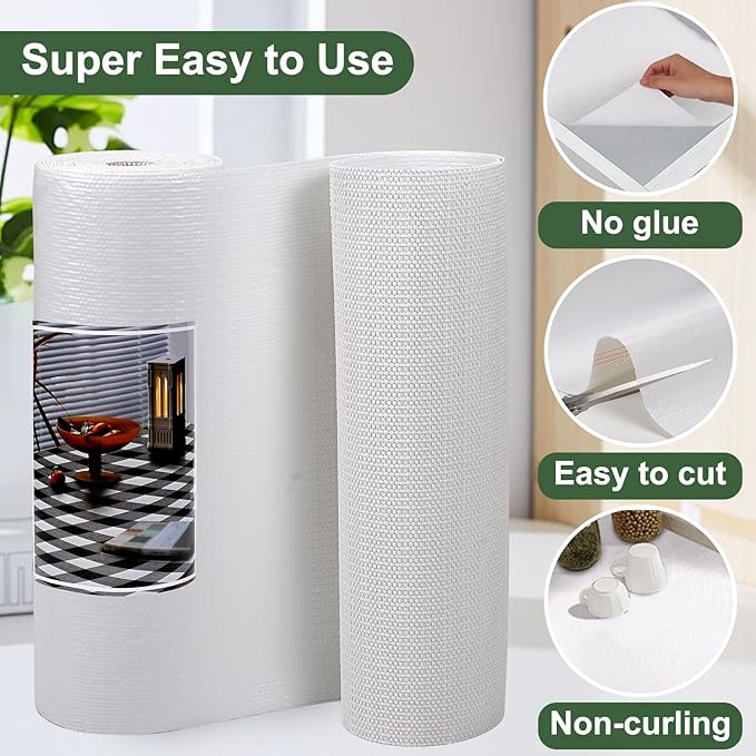 Practical White Shelf Liners for Kitchen Cabinets 18" x30FT, Non-Adhesive - Image 7