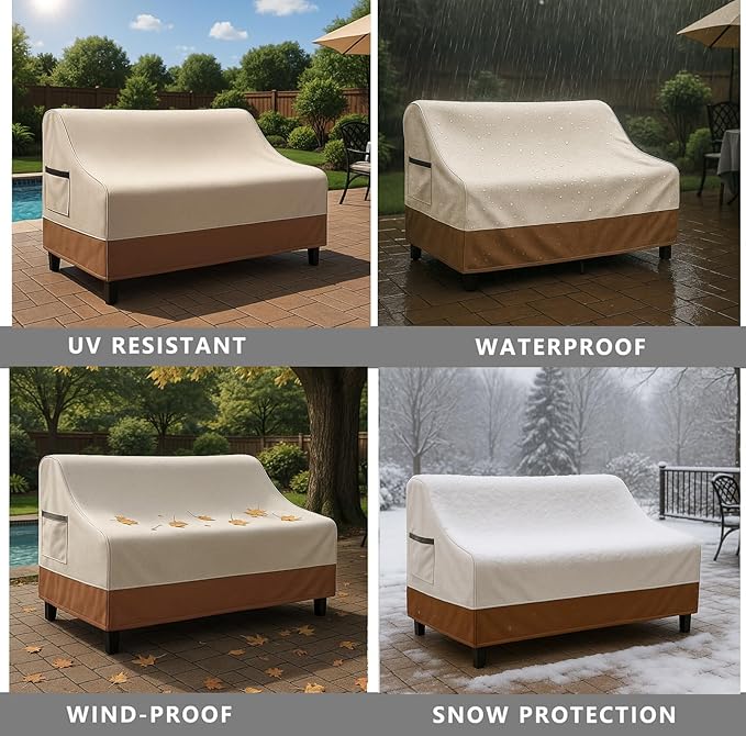 Waterproof Patio Loveseat Cover, 76W x 32.7D x 33H inches Heavy Duty 600D - Image 7