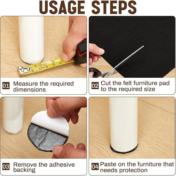 Large Felt Furniture Pads 5 x 60 Inch Non Slip Self Adhesive Heavy Duty - Image 5
