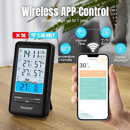 Raddy PT-3 Wi-Fi Pool Thermometer Floating Easy Read - Image 2