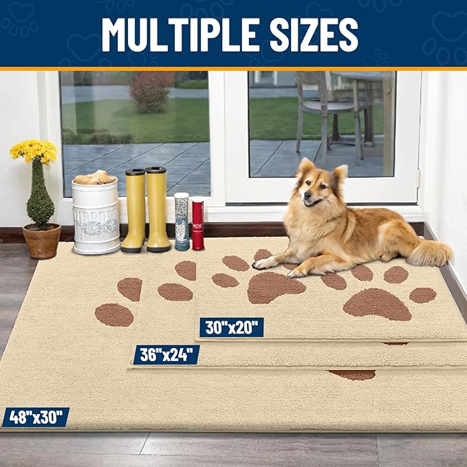 Smiry Dog Door Mat for Muddy Paws, Absorbs Moisture and Dirt, Low-Profile - Image 3