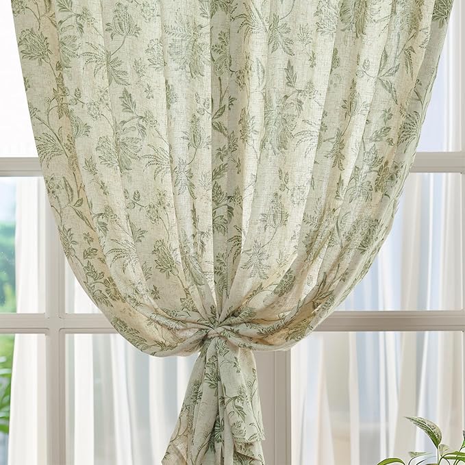 jinchan Linen Floral Curtains for Living Room - Image 7