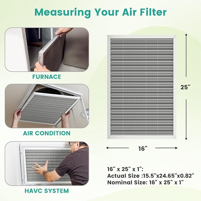 16x25x1 HVAC Furnace Air Filter, Reusable Washable Electrostatic Furnace Filter - Image 3