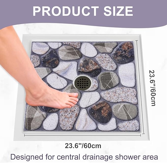 Square Shower Mat Non Slip: 24x24 Inch Extra Large Shower Mats - Image 2