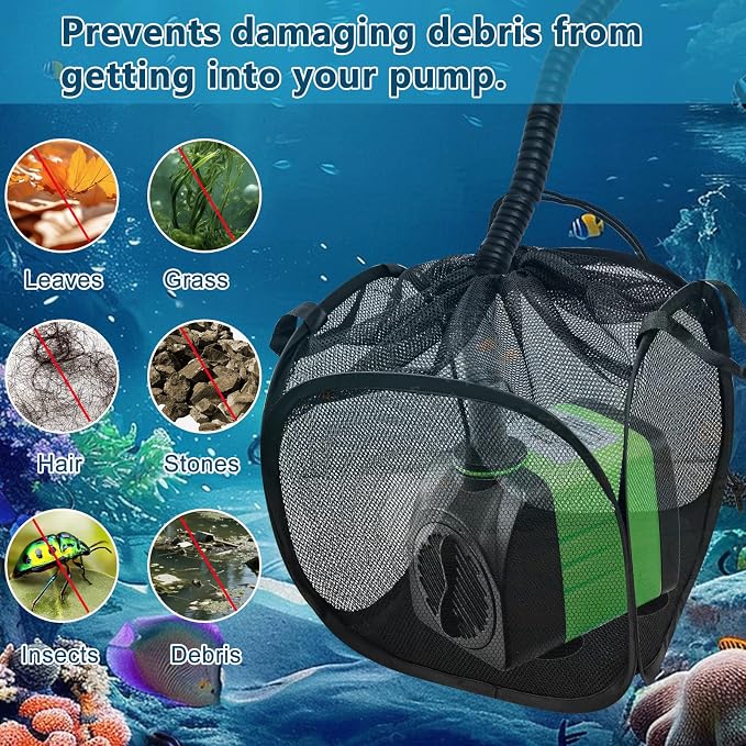 2Pcs Pop Up Pond Filter Bag 7inch Stainless Steel Wire Water Pump Barrier Box - Image 6