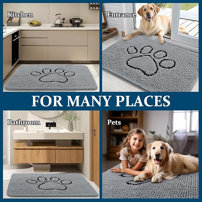 OLANLY Dog Door Mat for Muddy Paws 70x46, Paw Print Design, Absorbs Moisture - Image 8