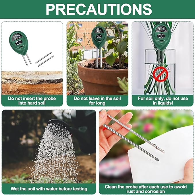 2 Pack Soil Tester, 3-in-1 Plant Moisture Meter Light and PH Tester Garden Lawn - Image 7