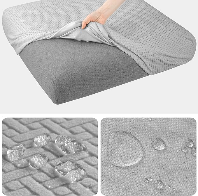 Fuloon Waterproof Couch Cushion Covers, Stretch Sofa Seat Cushion Slipcovers - Image 3