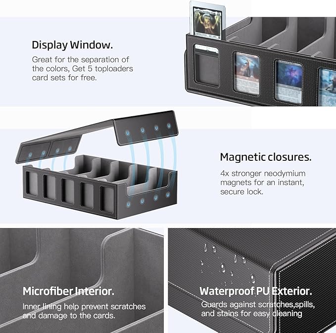 Trading Card Storage Box 5-Row 3900+ Capacity, TCG MTG Card Case - Image 4
