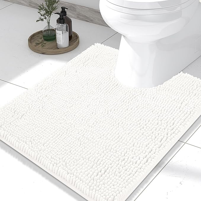 Smiry Luxury Chenille Toilet Rugs U-Shaped 20x20, Soft Absorbent Non-Slip by Smiry