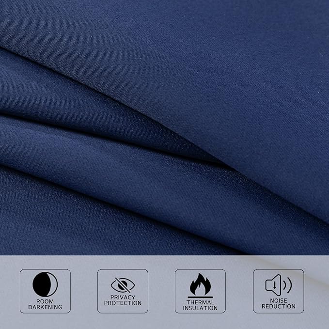 MYSKY HOME Navy Blue Blackout Curtains, 90 Inch Long - Image 4