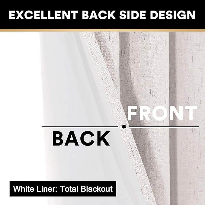PrinceDeco 100% Blackout Curtains Black Out Curtains - Image 5
