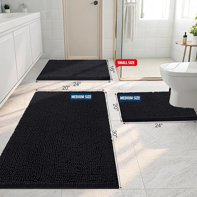 Smiry Luxury Chenille Bathroom Rugs 59x20, Extra Soft and Absorbent Shaggy Bath - Image 2