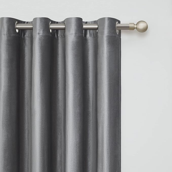Luxury Dark Grey Decorative Velvet Curtains 102 inches Elegant Living Room - Image 3