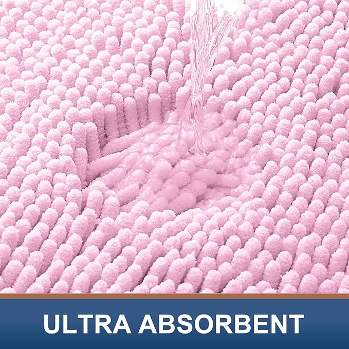 Smiry Luxury Chenille Bathroom Rugs 47x20, Extra Soft and Absorbent Shaggy Bath - Image 4