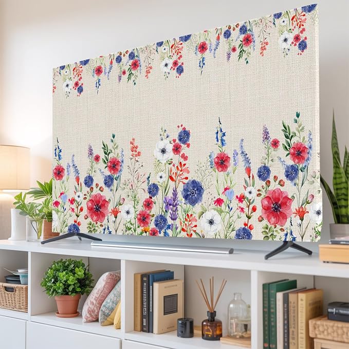 Independence Day Poppy Flower Indoor TV Cover, Elastic TV Screen Protector - Image 6
