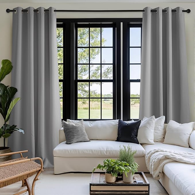 NICETOWN Room Darkening Draperies Curtains Panels, 2 Panels Silver Grey W52 x - Image 3