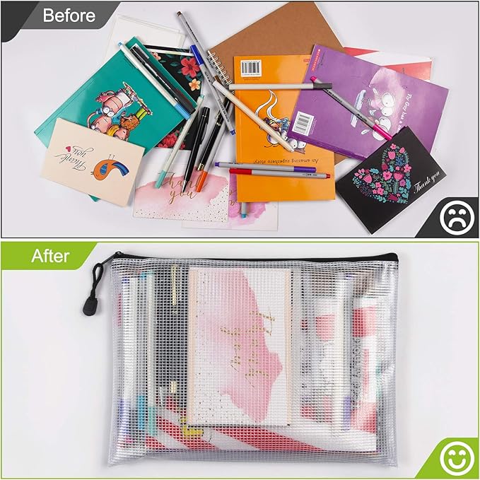 Mesh Zipper Pouch, A5 Size Tear-Resistant Document Pouch, Extra Large Zip File - Image 4